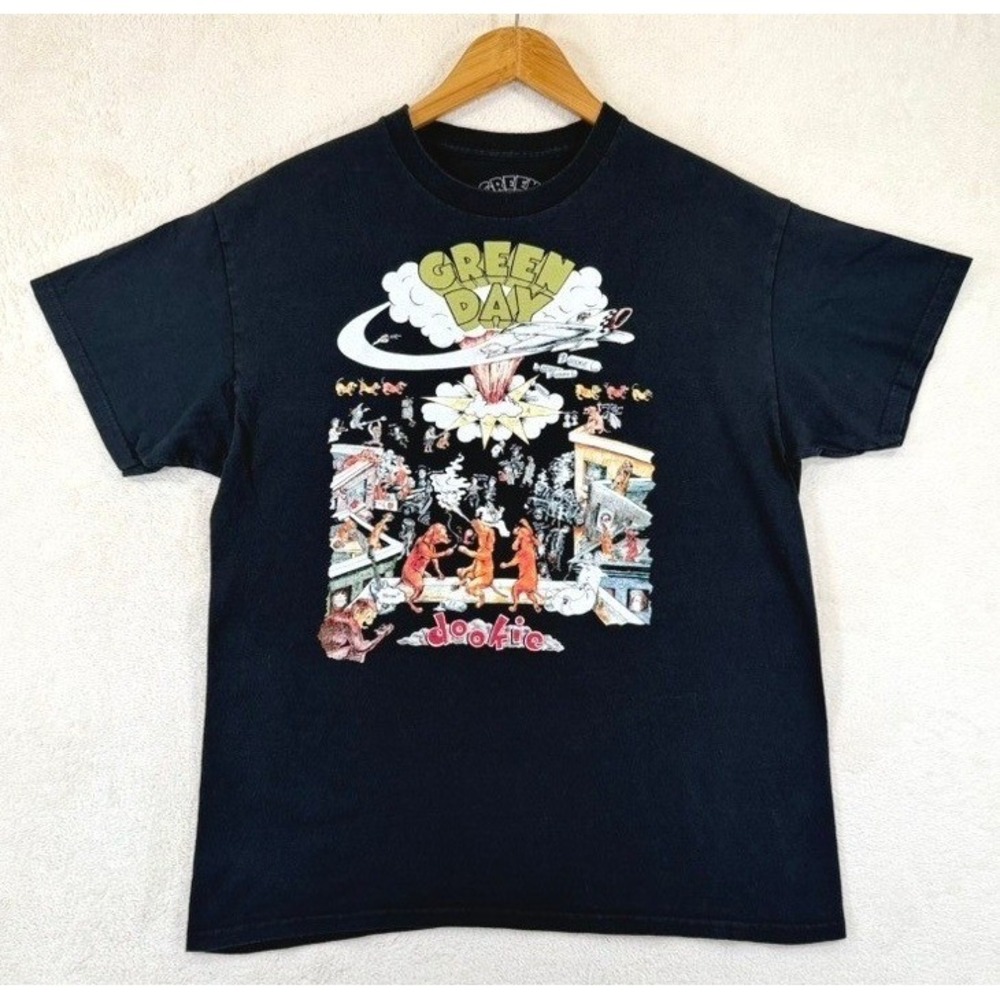 Green Day Dookie‎ Album Cover Graphic T-Shirt Mens Large Black Punk Rock Tee